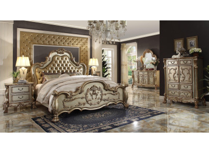 Bed 2x Bedside table 3 pcs. Bedroom Set Designer Luxury Beds Chesterfield