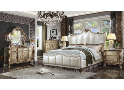 Chesterfield set 3 pieces. Suite Bed + 2x Bedside tables Baroque style Bedroom