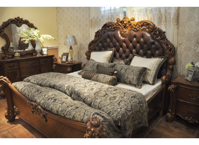 Classic s Bed Baroque Rococo Chesterfield Style Double Leather Hotel Antique