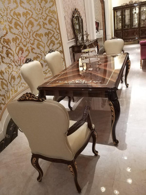 Dining room Chairs 6x Chair Armchair Set Lounge Club with Armrests Luxury
