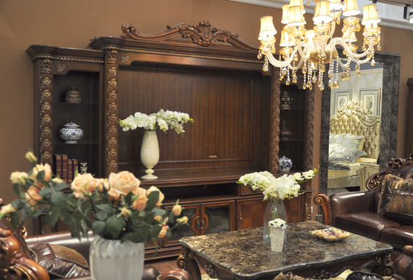 TV Wall Classic Wall unit Real Handcraft Wood Display case Shelf