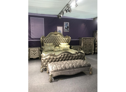 Bed 2x Bedside table 3 pcs. Bedroom Set Design Luxury Beds Chesterfield
