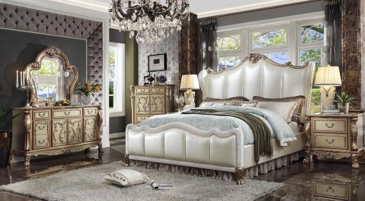 Design Luxury Bedroom Set Decorative Bed 2x Bedside tables Chest of drawers Suite