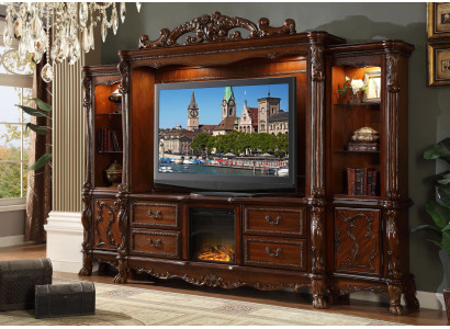 Wall unit TV Wall Wood Style Baroque Shelf Classic Living room Furniture