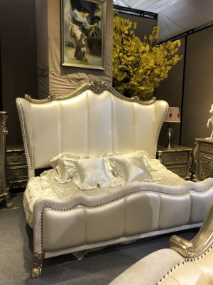 Classic s Bed Baroque Rococo Chesterfield Style Double Leather Hotel Antique Beds