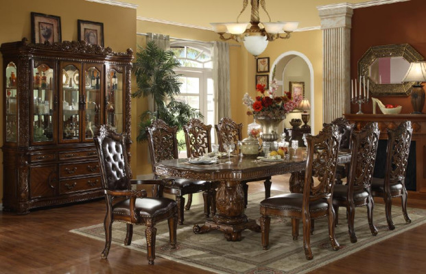 Dining room Garnitu Baroque Rococo Table & 8x Chesterfield Chairs 9 pieces. set