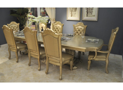 Complete e Beige Dining room ambiente Designer Dining table with chairs