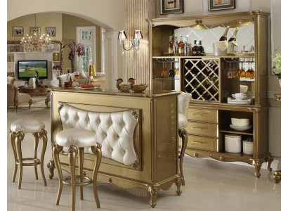 Modern bar furniture designer Chesterfield bar table with 2x bar stools Complete set 3 pieces.