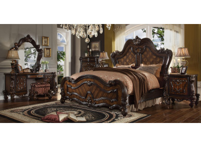 Bedroom Bedside tables Set Bed 5pcs. Rococo Baroque Antique Style Wood Bed