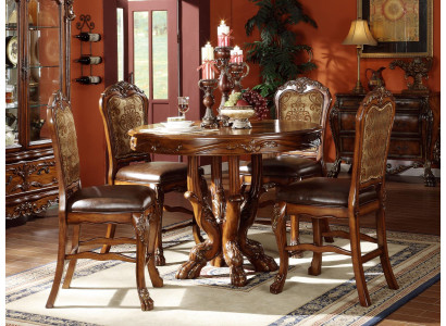 Set 4x Chair Real Wood Upholstery Seat Dining room Suite Dining room Chairs