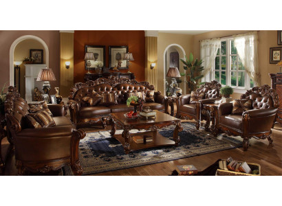 Sofa set 3+4 Seat Set Design Sofas Upholstery Couches Leather 2pcs. Chesterfield