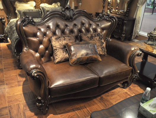 Sofa set 321 Seater Sofa Couch Leather Suite Upholstery Set Wood Baroque