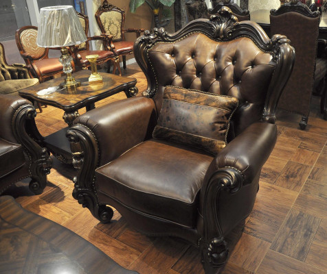 Sofa set 321 Seater Sofa Couch Leather Suite Upholstery Set Wood Baroque