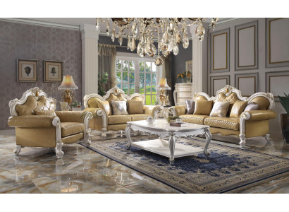 Sofa set 3+2+1 Seat Coffee table Set Sofa Upholstery Couch Leather 4pcs. set