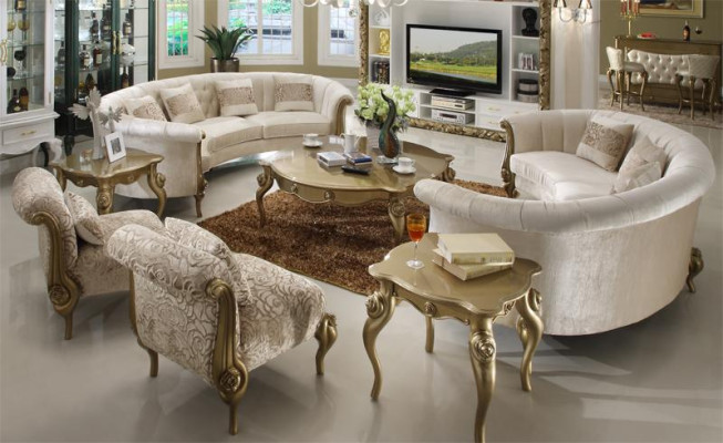 Design Sofa set 4+4 Seater Coffee table Round Sofa Upholstery Classic Sofas new