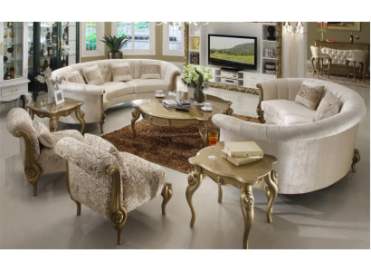 Design Sofa set 4+4 Seater Coffee table Round Sofa Upholstery Classic Sofas new