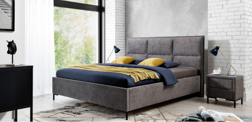 Bed Gray Bedroom Wood Furniture Textile Classic Art Deco Style