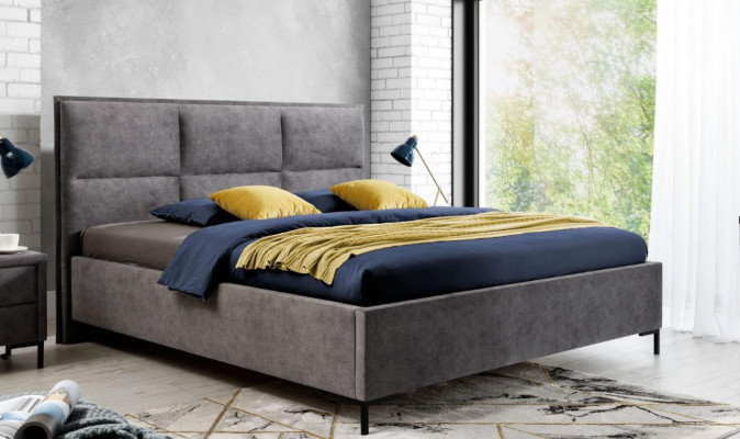 Bed Gray Bedroom Wood Furniture Textile Classic Art Deco Style