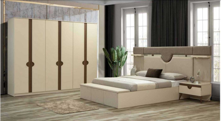 Stylish furniture 4 pieces. Bedroom Set Bed 2x Bedside table Wardrobe new