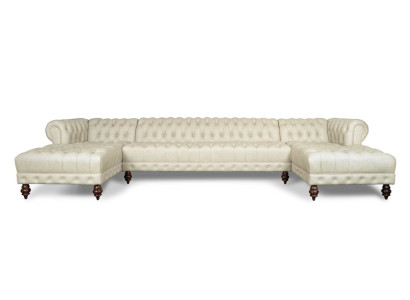 Chesterfield Couch U-shaped Sofa Classic Leather Living landscape Corner sofa - 366
