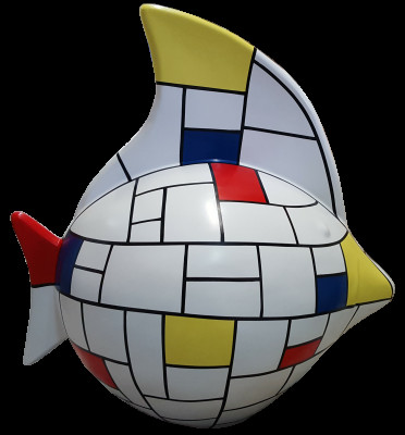 Sculpture Abstract Design Statue Colorful Figures Hand Painted Decoration Fish new