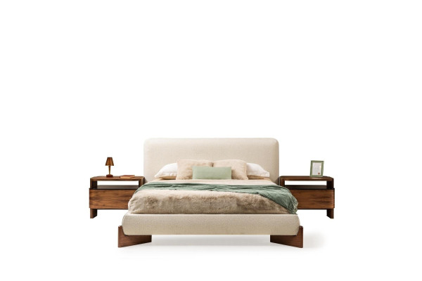 Suite Bedroom Double bed Bed Bedside tables Set 3pcs White Design