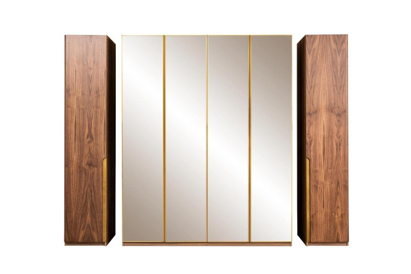 Wooden Cabinet Mirror Wardrobe Wardrobe Brown