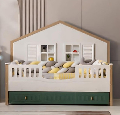 Bed frame Childrens bed 200 cm Bed Childrens room Bed frame e Light Wood