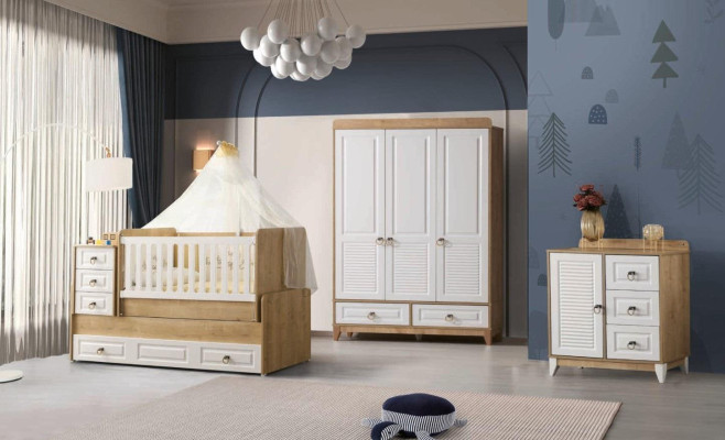 Complete Childrens room Set Bed Wardrobe Chest of drawers Helles 3tlg new