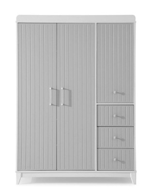 Modern children's room luxurious wardrobe in gray with plenty of storage space