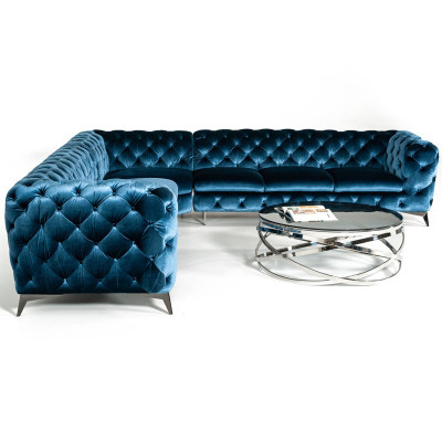 Velvet Corner Luxury Chesterfield Sofa Upholstery Corner Couches Seat Couch Sofas