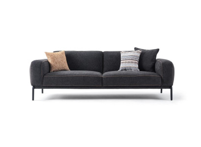 Elegant Upholstered Sofa Sofa 3 Seater Couch Three Seater Gray Fabric Modern Upholstered Sofa