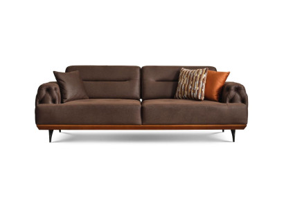 Upholstered Sofa Three Seater Sofa 3 Seat Couch Brown Fabric Sofa Fabric Modern
