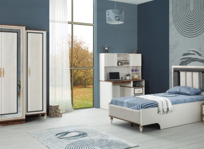 Complete e youth bed children's furniture children's bed white wood set 4 pieces modern