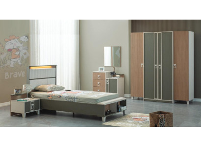 Complete e Kinderfurniture Childrens bed Bed Wood Set 5-piece Childrens room Gray