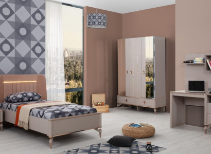 Complete e Kinderfurniture Girls Bed Wood Set 4-piece Childrens room Beige