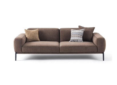 Modern Three Seater Sofa 3 Seater Couch Brown Fabric Sofa Fabric Modern Upholstered Sofa
