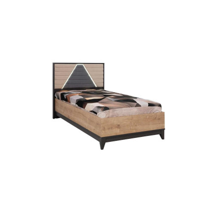 Suite Childrens room Bed Wardrobe Brown Wood Set Youth Bed 5-piece Furniture