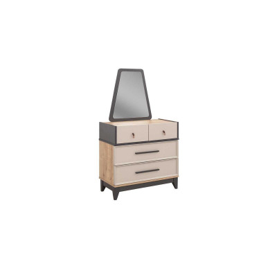 Suite Childrens room Bed Wardrobe Brown Wood Set Youth Bed 5-piece Furniture