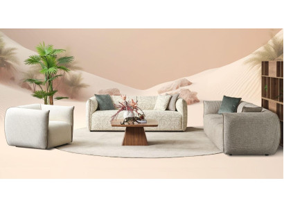 Couch set three-seater armchair sofa fabric beige fabric sofa four-seater 4+3+1