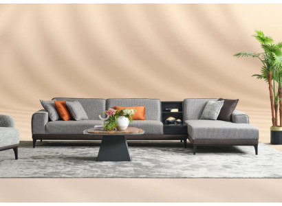 Living landscape Corner sofa Couch L-shape Large Sofa Gray Modern Upholstered Sofa