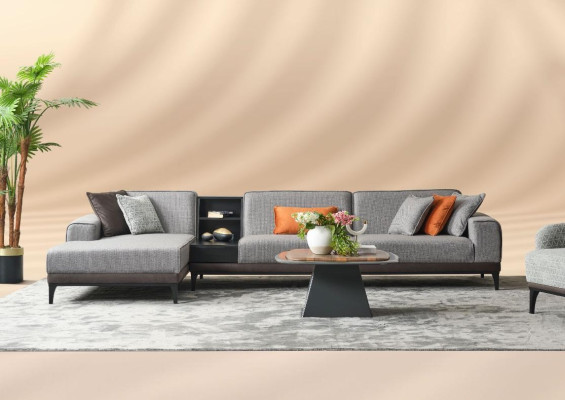 Living landscape Corner sofa Couch L-shape Large Sofa Gray Modern Upholstered Sofa