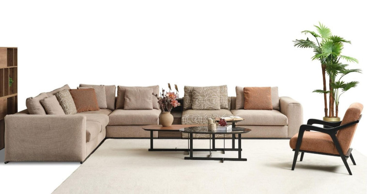 Corner sofa L-shape Large Living landscape Sofa Beige Modern upholstered sofa