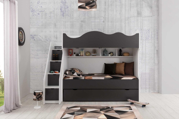 Bunk bed Bed Childrens bed Children's furniture Gray Suite Modern Children