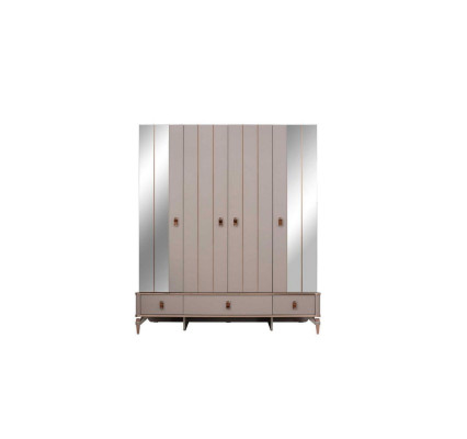 Wardrobe children's cupboard wooden cupboard Wardrobe Wood Beige Mirror