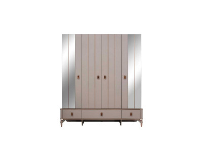 Wardrobe children's cupboard wooden cupboard Wardrobe Wood Beige Mirror