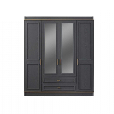 Wardrobe Children's Cupboard Wardrobe Wood Mirror Gray Wooden Cupboard