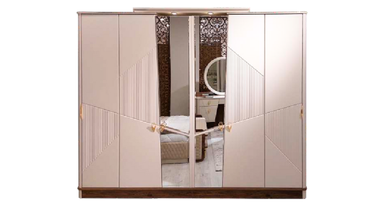 Set Bedroom Bed Luxury Wardrobe 2xNight Tables Design Dressing table