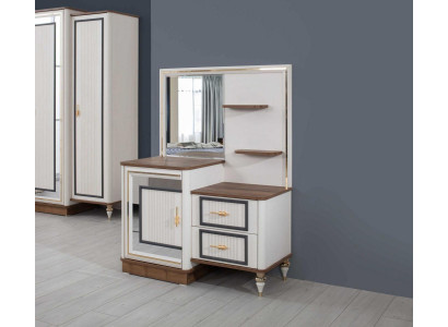 Dressing table Suite with Mirror Wood Bedroom Beige Console Set