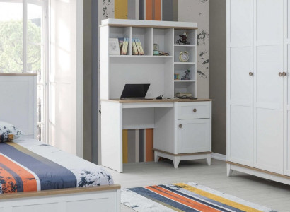 Wooden table Desk Shelves Computer desk Wood White Childrens room